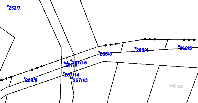 Parcela st. 268/8 v KÚ Poběžovice u Přelouče, Katastrální mapa