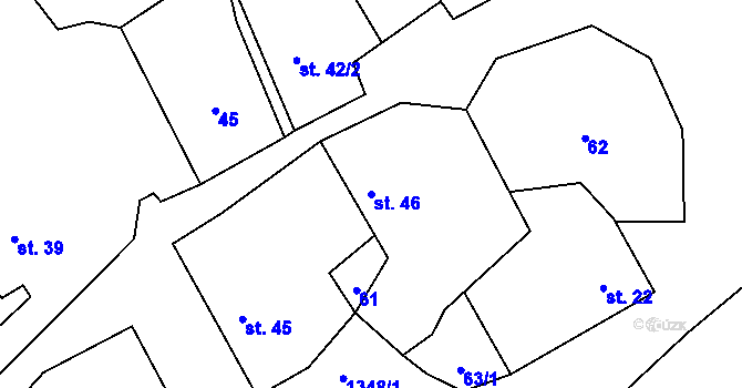 Parcela st. 46 v KÚ Pobučí, Katastrální mapa