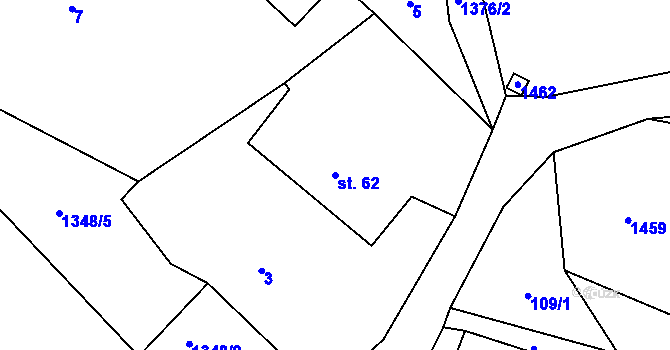 Parcela st. 62 v KÚ Pobučí, Katastrální mapa