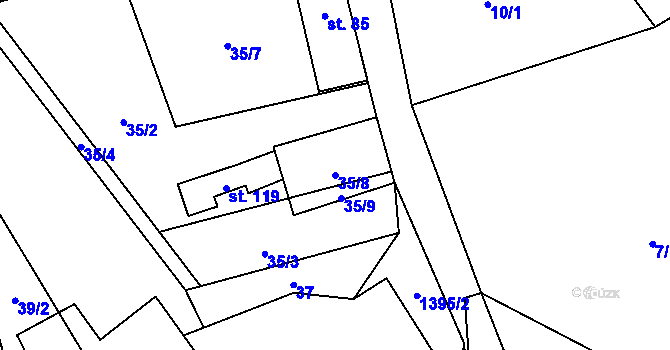 Parcela st. 35/8 v KÚ Pobučí, Katastrální mapa
