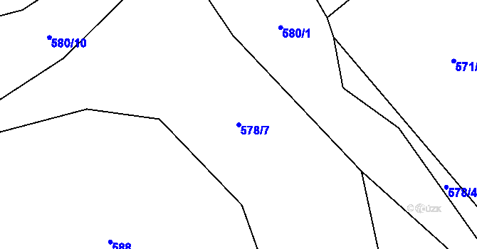 Parcela st. 578/7 v KÚ Pobučí, Katastrální mapa