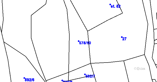Parcela st. 578/10 v KÚ Pobučí, Katastrální mapa