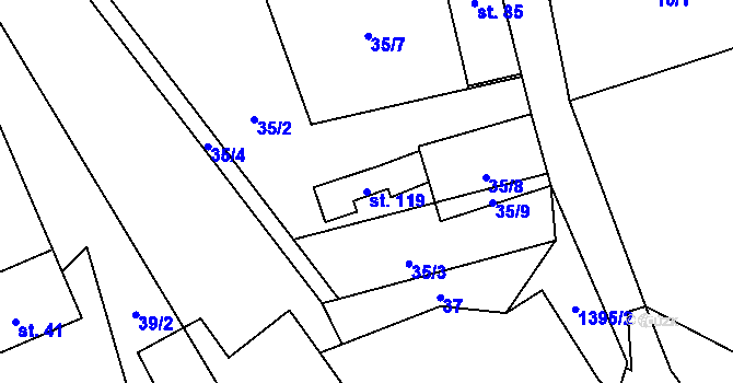 Parcela st. 119 v KÚ Pobučí, Katastrální mapa