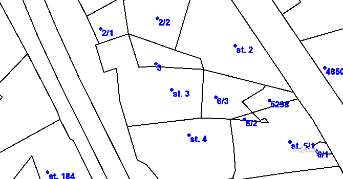 Parcela st. 3 v KÚ Pocinovice, Katastrální mapa