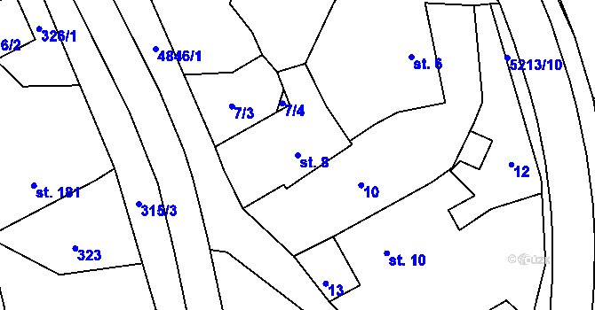 Parcela st. 8 v KÚ Pocinovice, Katastrální mapa