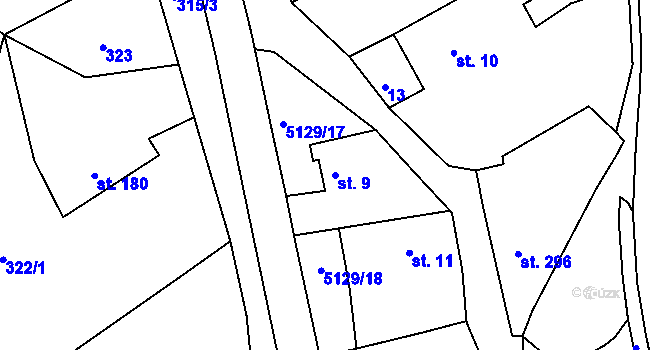 Parcela st. 9 v KÚ Pocinovice, Katastrální mapa