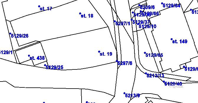 Parcela st. 19 v KÚ Pocinovice, Katastrální mapa