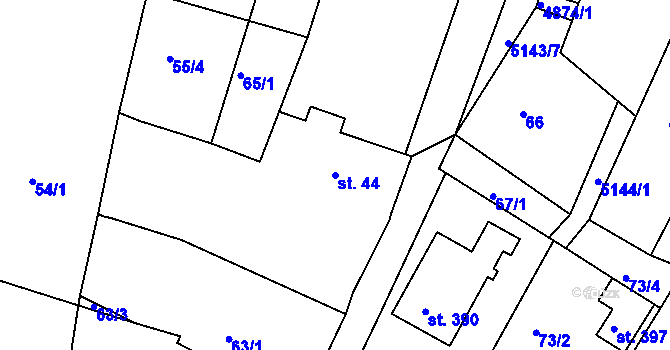 Parcela st. 44 v KÚ Pocinovice, Katastrální mapa