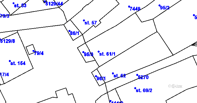 Parcela st. 61/1 v KÚ Pocinovice, Katastrální mapa