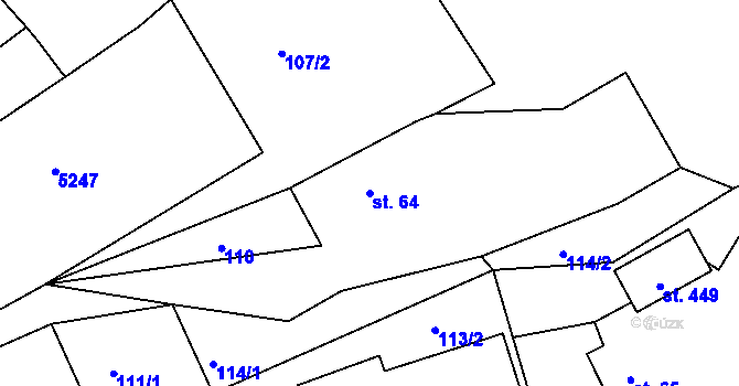 Parcela st. 64 v KÚ Pocinovice, Katastrální mapa