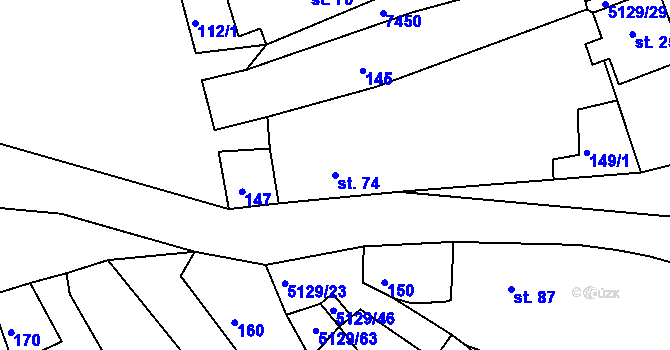 Parcela st. 74 v KÚ Pocinovice, Katastrální mapa