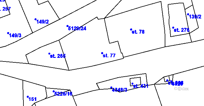 Parcela st. 77 v KÚ Pocinovice, Katastrální mapa