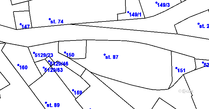Parcela st. 87 v KÚ Pocinovice, Katastrální mapa