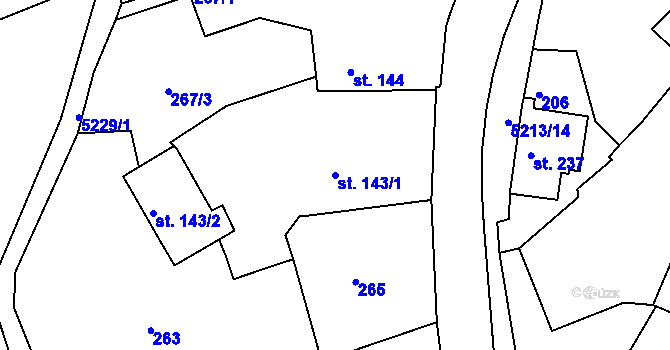 Parcela st. 143/1 v KÚ Pocinovice, Katastrální mapa