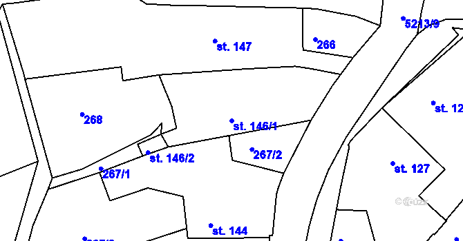 Parcela st. 146/1 v KÚ Pocinovice, Katastrální mapa