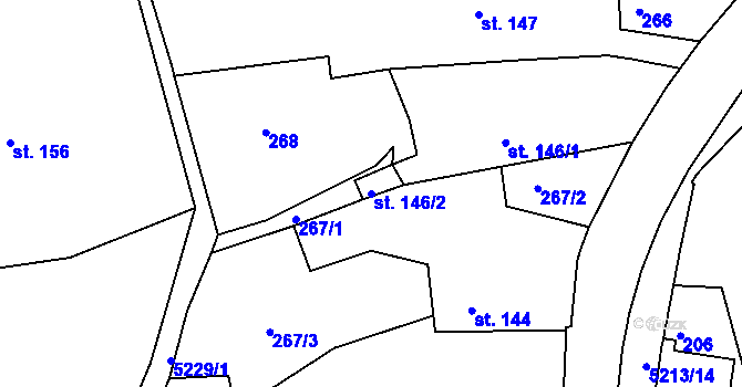 Parcela st. 146/2 v KÚ Pocinovice, Katastrální mapa