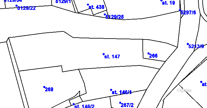 Parcela st. 147 v KÚ Pocinovice, Katastrální mapa