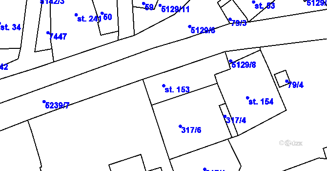 Parcela st. 153 v KÚ Pocinovice, Katastrální mapa