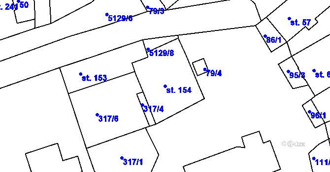 Parcela st. 154 v KÚ Pocinovice, Katastrální mapa