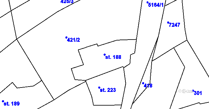 Parcela st. 188 v KÚ Pocinovice, Katastrální mapa