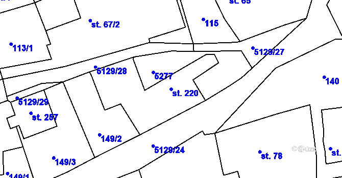 Parcela st. 220 v KÚ Pocinovice, Katastrální mapa