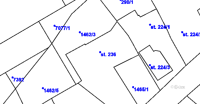 Parcela st. 236 v KÚ Pocinovice, Katastrální mapa