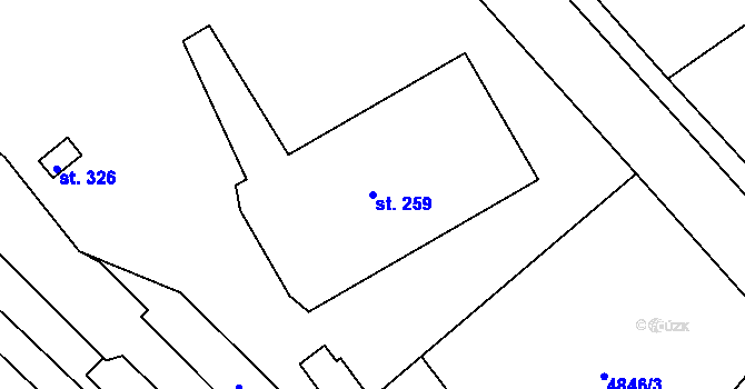 Parcela st. 259 v KÚ Pocinovice, Katastrální mapa