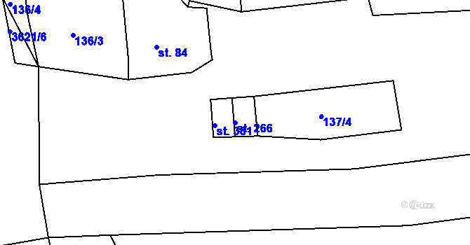 Parcela st. 266 v KÚ Pocinovice, Katastrální mapa