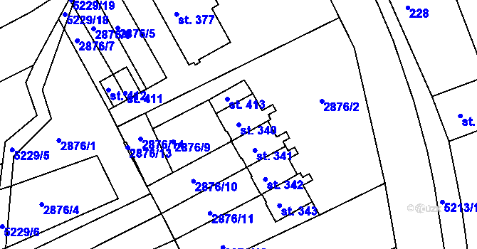 Parcela st. 340 v KÚ Pocinovice, Katastrální mapa