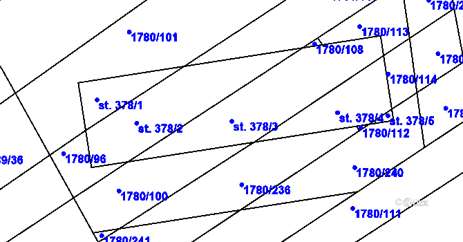 Parcela st. 378/3 v KÚ Pocinovice, Katastrální mapa