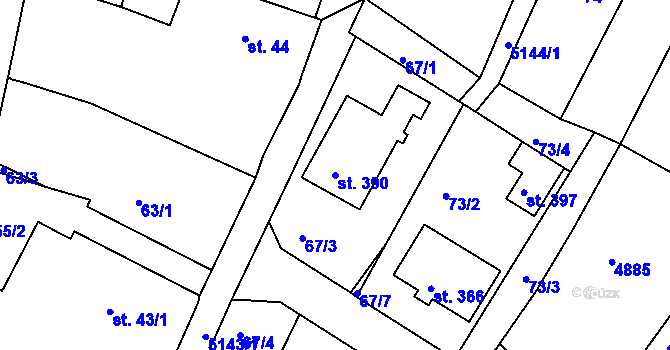 Parcela st. 390 v KÚ Pocinovice, Katastrální mapa