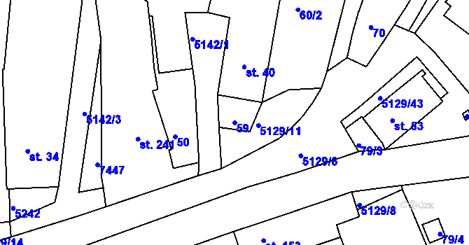 Parcela st. 59 v KÚ Pocinovice, Katastrální mapa