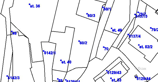 Parcela st. 60/2 v KÚ Pocinovice, Katastrální mapa