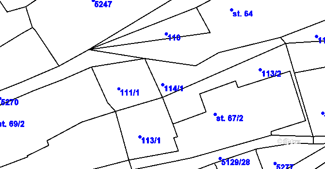 Parcela st. 114/1 v KÚ Pocinovice, Katastrální mapa