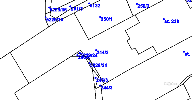 Parcela st. 244/2 v KÚ Pocinovice, Katastrální mapa