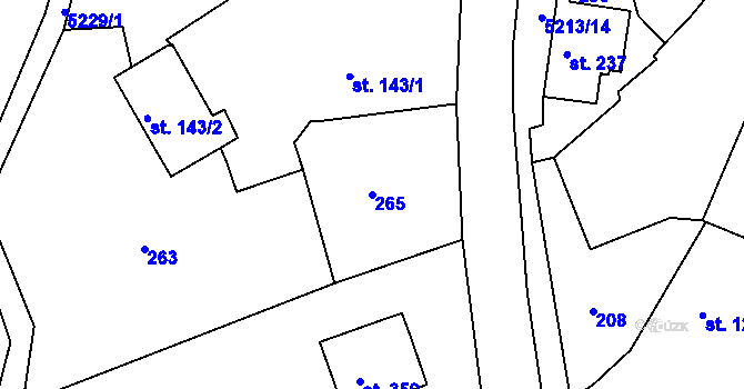 Parcela st. 265 v KÚ Pocinovice, Katastrální mapa