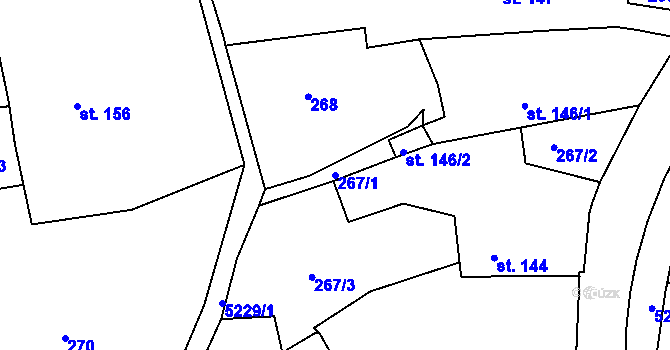 Parcela st. 267/1 v KÚ Pocinovice, Katastrální mapa