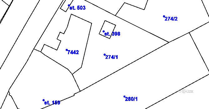 Parcela st. 274/1 v KÚ Pocinovice, Katastrální mapa