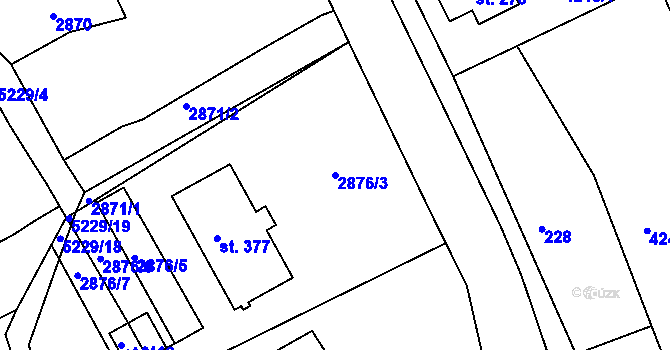 Parcela st. 2876/3 v KÚ Pocinovice, Katastrální mapa