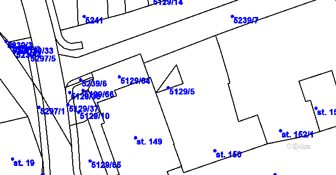 Parcela st. 5129/5 v KÚ Pocinovice, Katastrální mapa