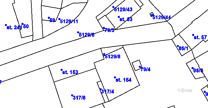 Parcela st. 5129/8 v KÚ Pocinovice, Katastrální mapa