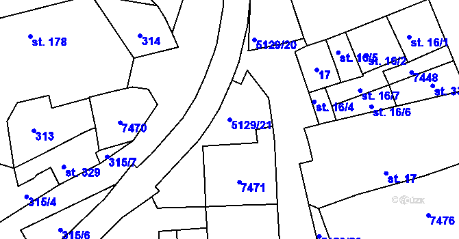Parcela st. 5129/21 v KÚ Pocinovice, Katastrální mapa