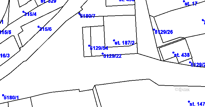Parcela st. 5129/22 v KÚ Pocinovice, Katastrální mapa