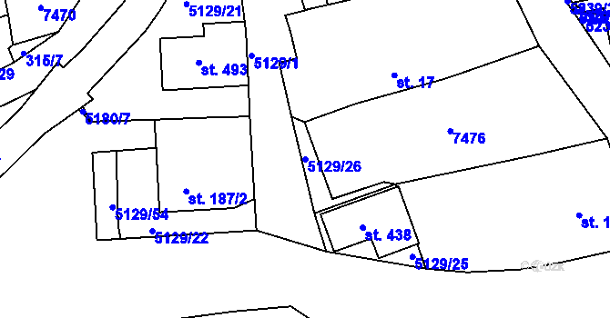 Parcela st. 5129/26 v KÚ Pocinovice, Katastrální mapa