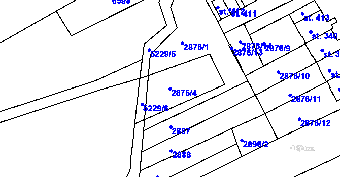 Parcela st. 2876/4 v KÚ Pocinovice, Katastrální mapa