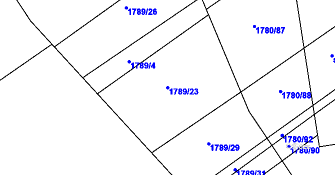 Parcela st. 1789/23 v KÚ Pocinovice, Katastrální mapa