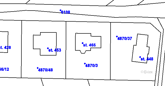 Parcela st. 465 v KÚ Pocinovice, Katastrální mapa