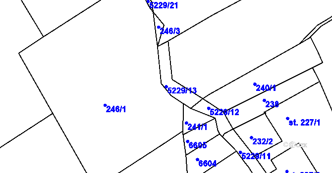 Parcela st. 5229/13 v KÚ Pocinovice, Katastrální mapa