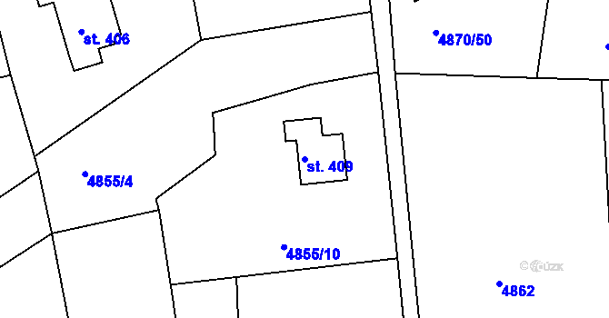 Parcela st. 409 v KÚ Pocinovice, Katastrální mapa