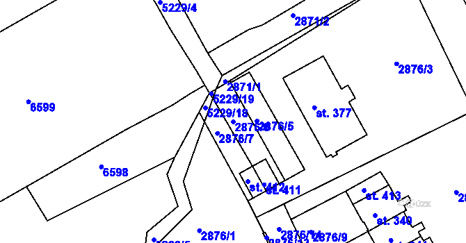 Parcela st. 2876/6 v KÚ Pocinovice, Katastrální mapa